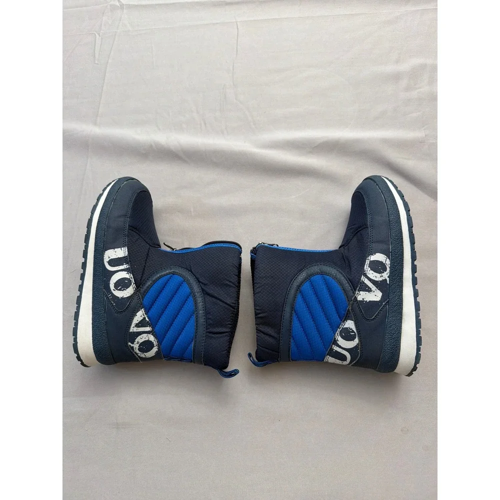 UOVO Boys Navy Blue Winter Snow Boots Front Zip Fleece Lined S161031Z1F Size 4.5